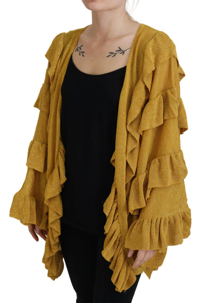 Eleganter goldener Cardigan-Pullover