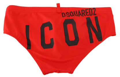 Rote Badehose mit ICON-Print