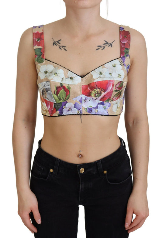 Bustier-Crop-Top mit Blumenmuster