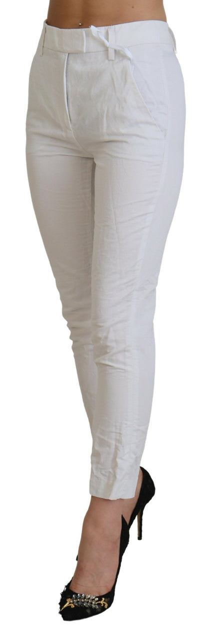 Elegante weiße Hose mit hoher Taille und konischer Passform