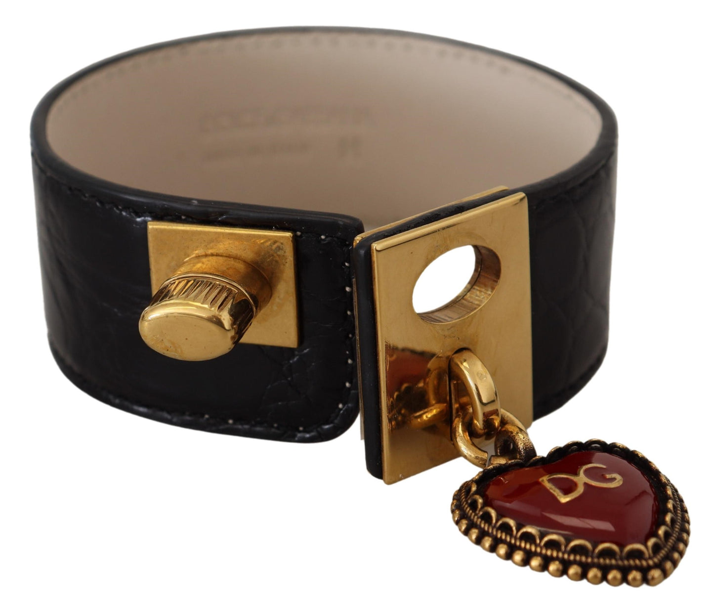 Elegant Black Leather Gold Detail Bracelet