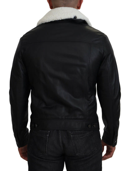 Elegante schwarze Bomberjacke aus Leder