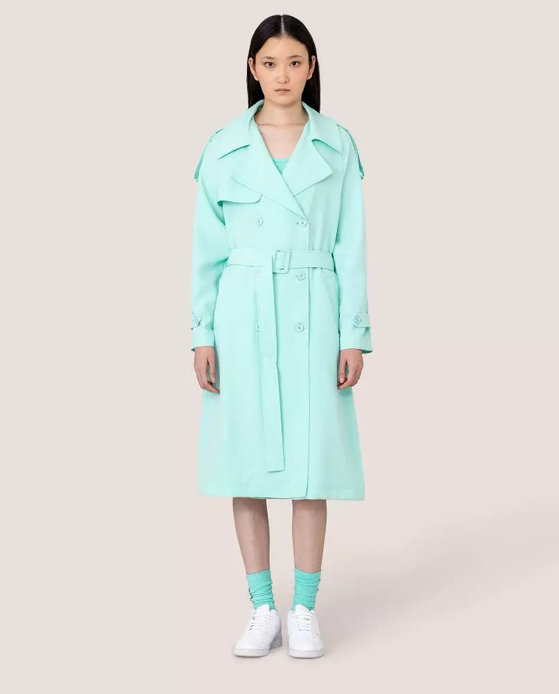 Eleganter hellblauer zweireihiger Trenchcoat