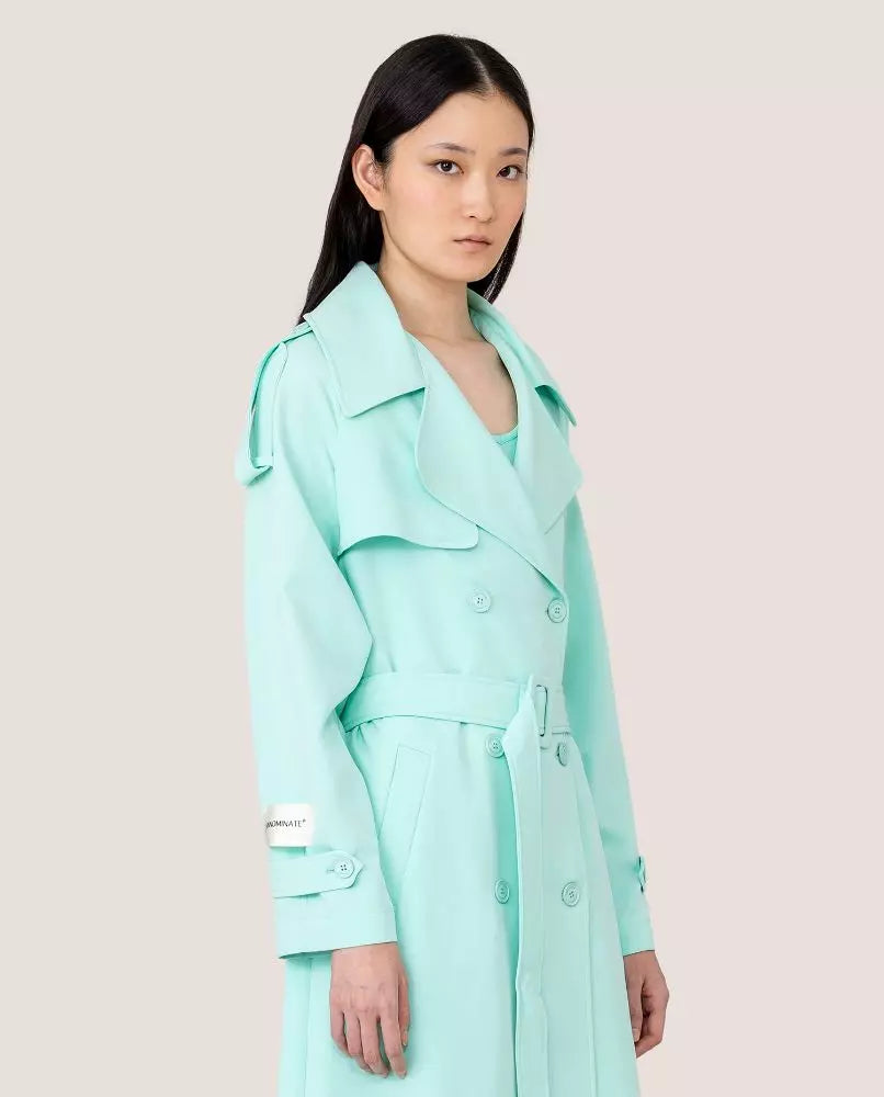 Eleganter hellblauer zweireihiger Trenchcoat