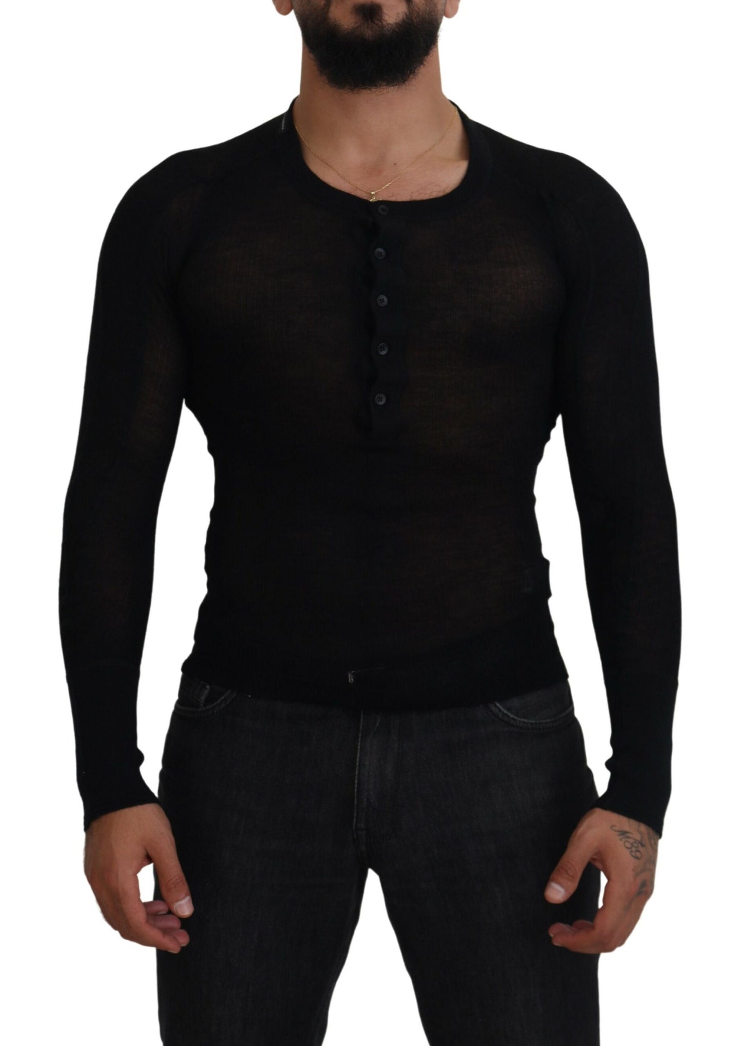 Eleganter schwarzer Kaschmirpullover