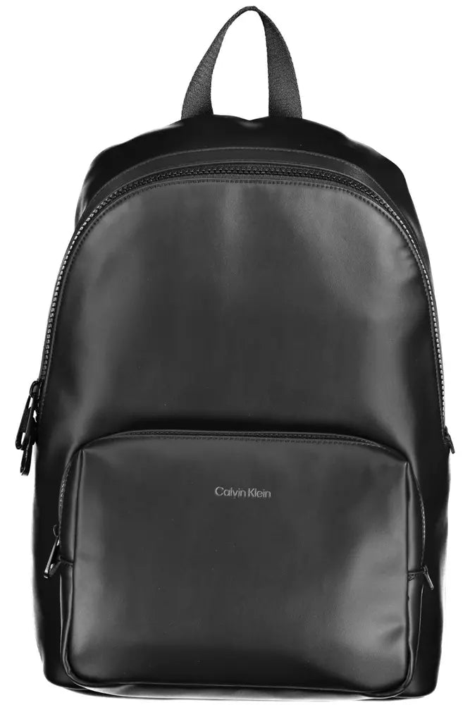 Black Polyester Men Backpack