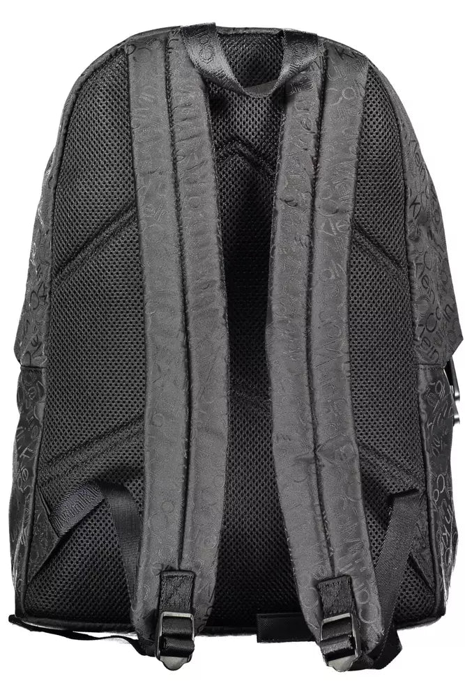 Black Polyester Men Backpack