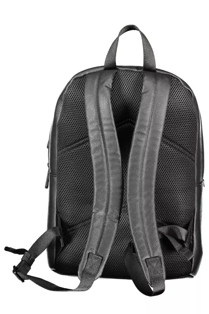 Black Polyethylene Men Backpack