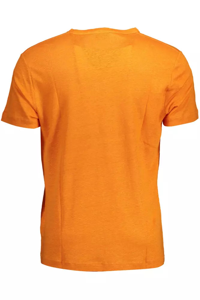 Oranges Leinen-T-Shirt für Herren