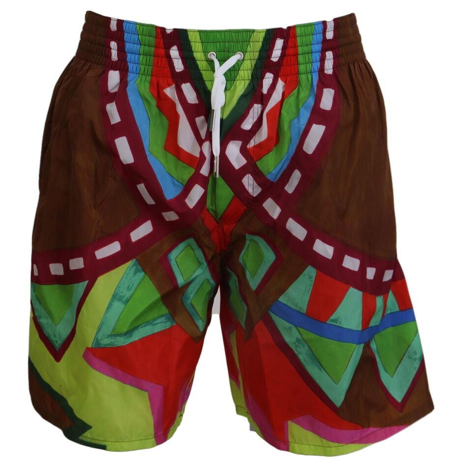 Badeshorts im Boxer-Stil mit mehrfarbigem Print