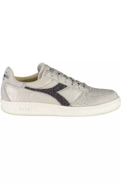 Graue Leder Damen Sneaker