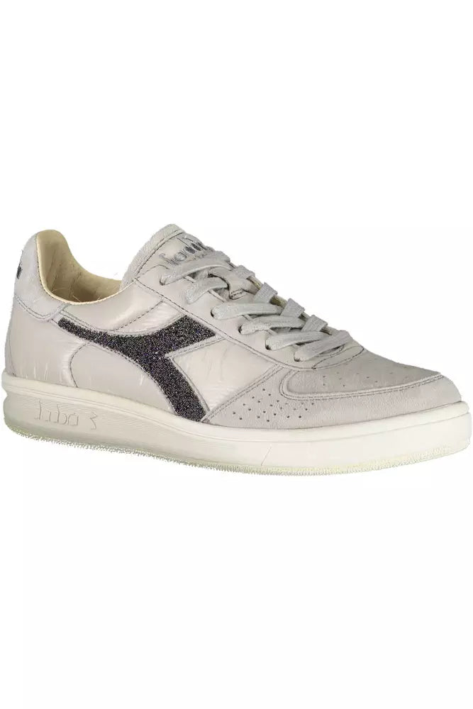 Graue Leder Damen Sneaker