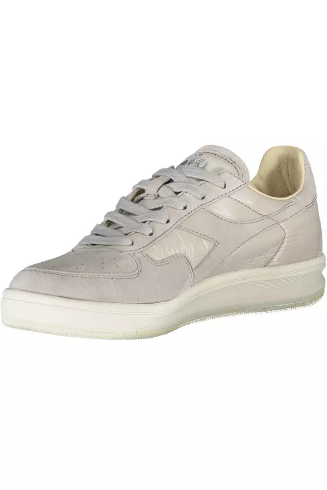 Graue Leder Damen Sneaker