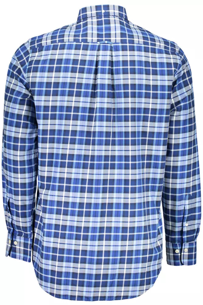 Blue Cotton Men Shirt