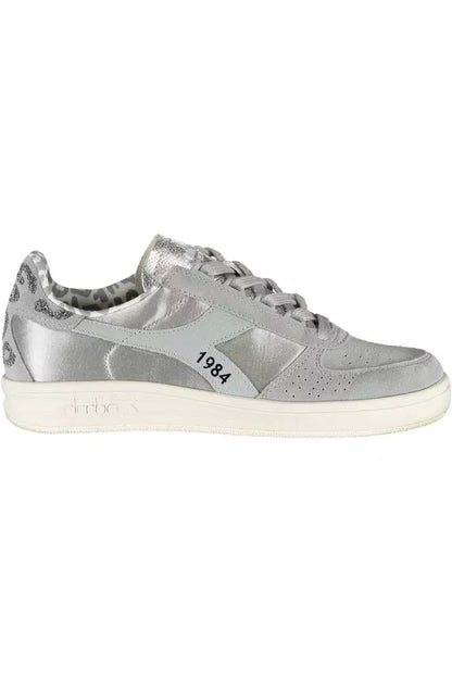 Graue Leder Damen Sneaker