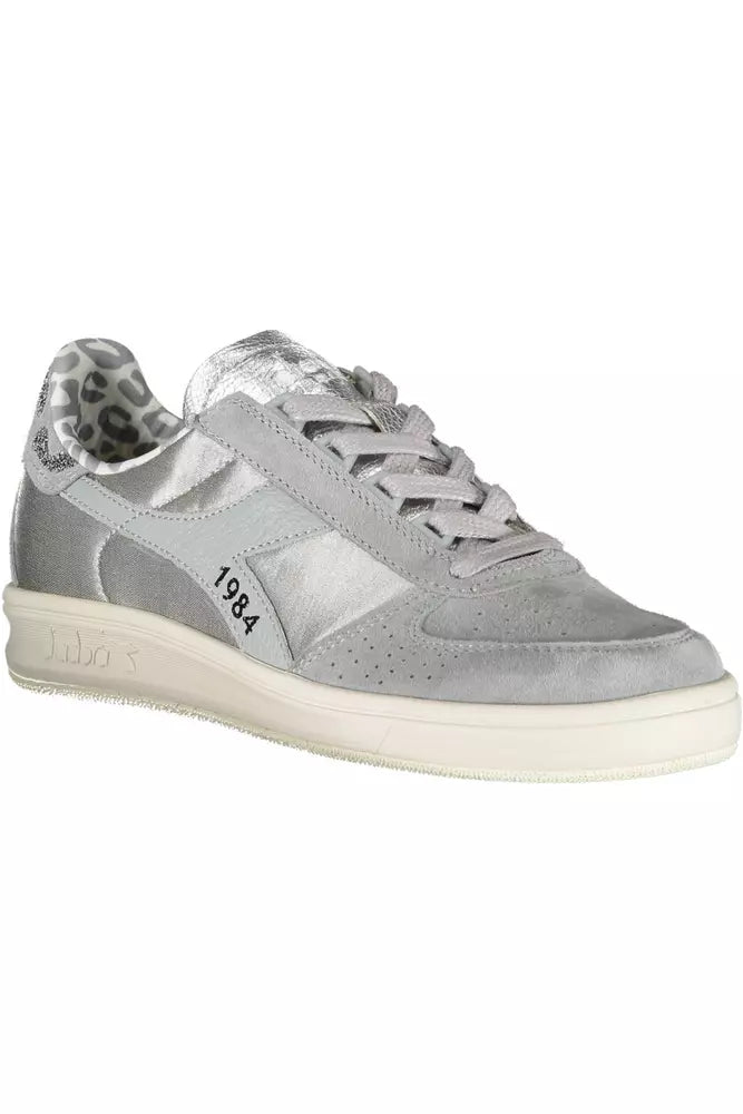 Graue Leder Damen Sneaker