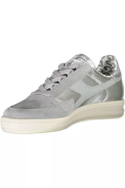 Graue Leder Damen Sneaker