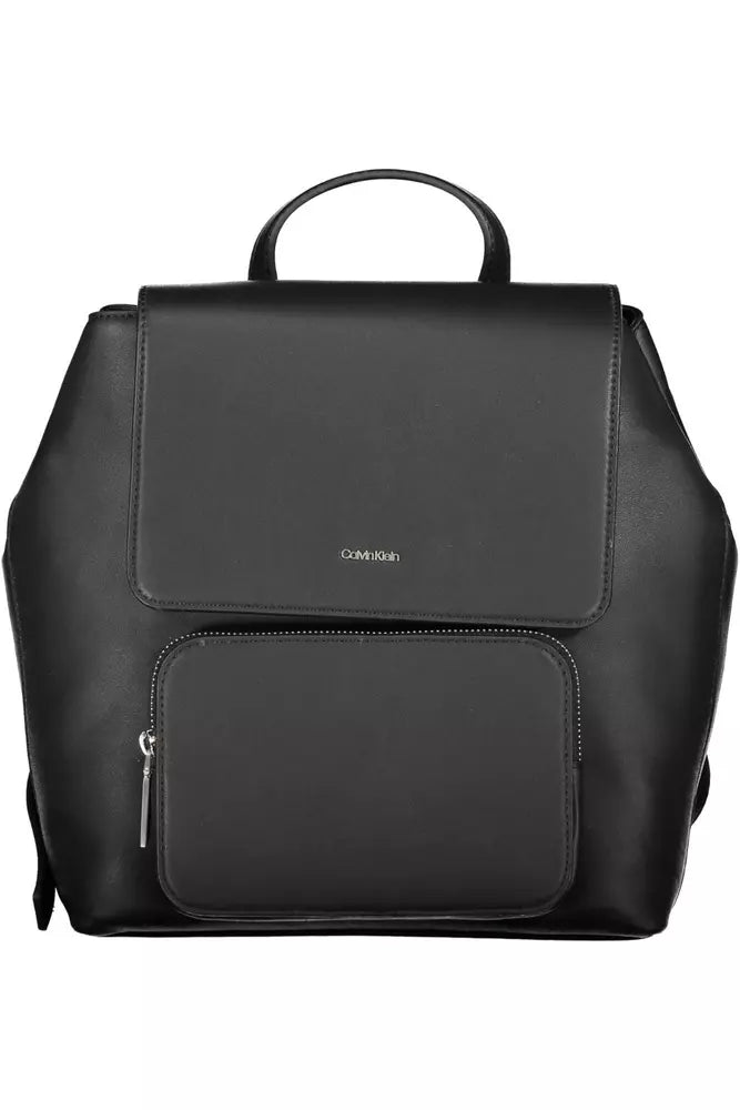 Black Polyester Women Backpack