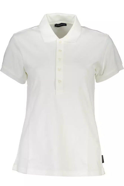 White Cotton Women Polo Shirt