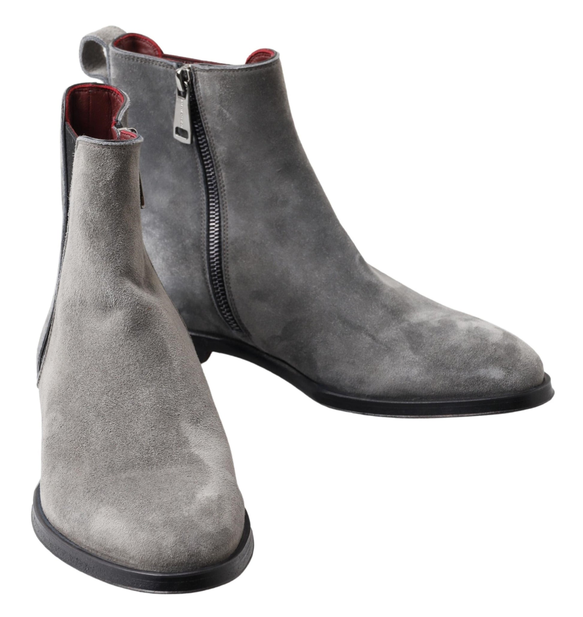 Elegant Gray Chelsea Leather Boots