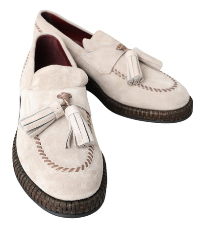 Elegante Espadrilles aus elfenbeinfarbenem Leder