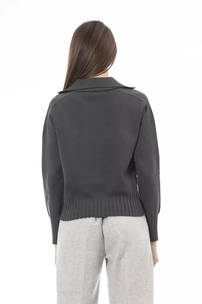 Grüner Wollpullover für Damen