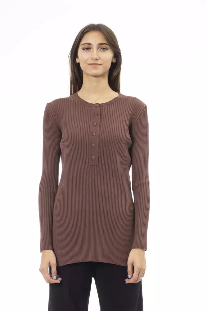 Brauner Viskosepullover für Damen