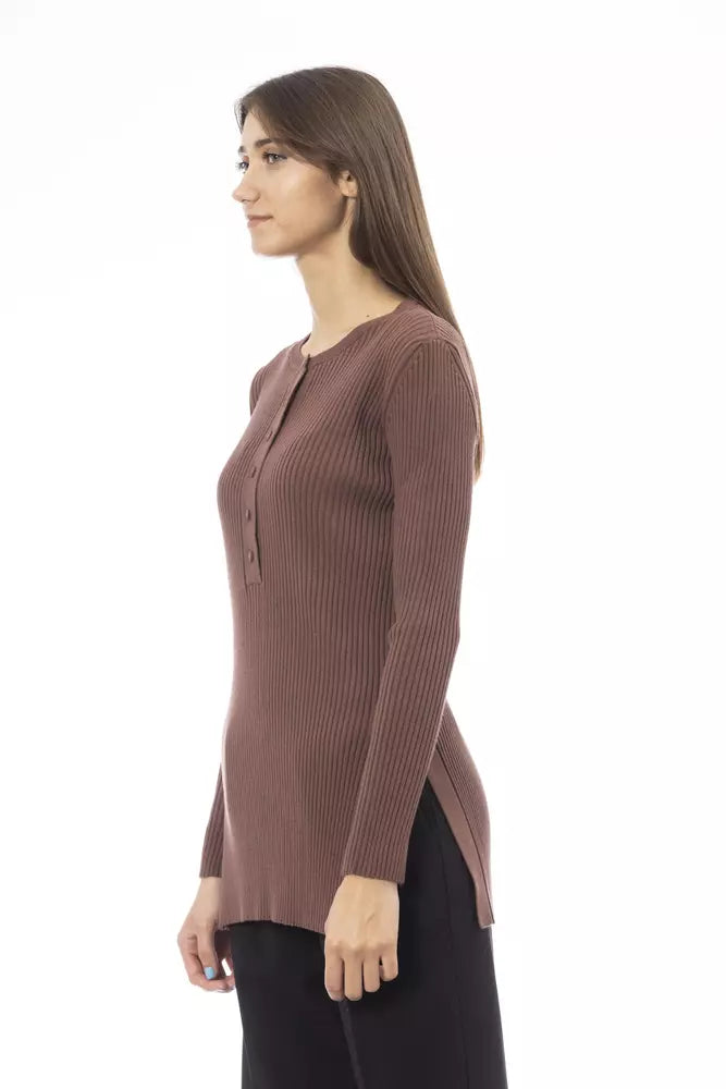 Brauner Viskosepullover für Damen