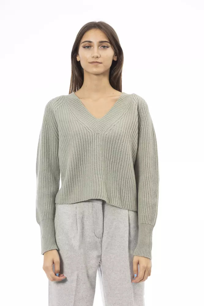 Grüner Wollpullover für Damen