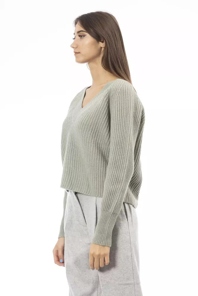 Grüner Wollpullover für Damen