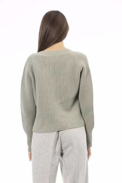 Grüner Wollpullover für Damen