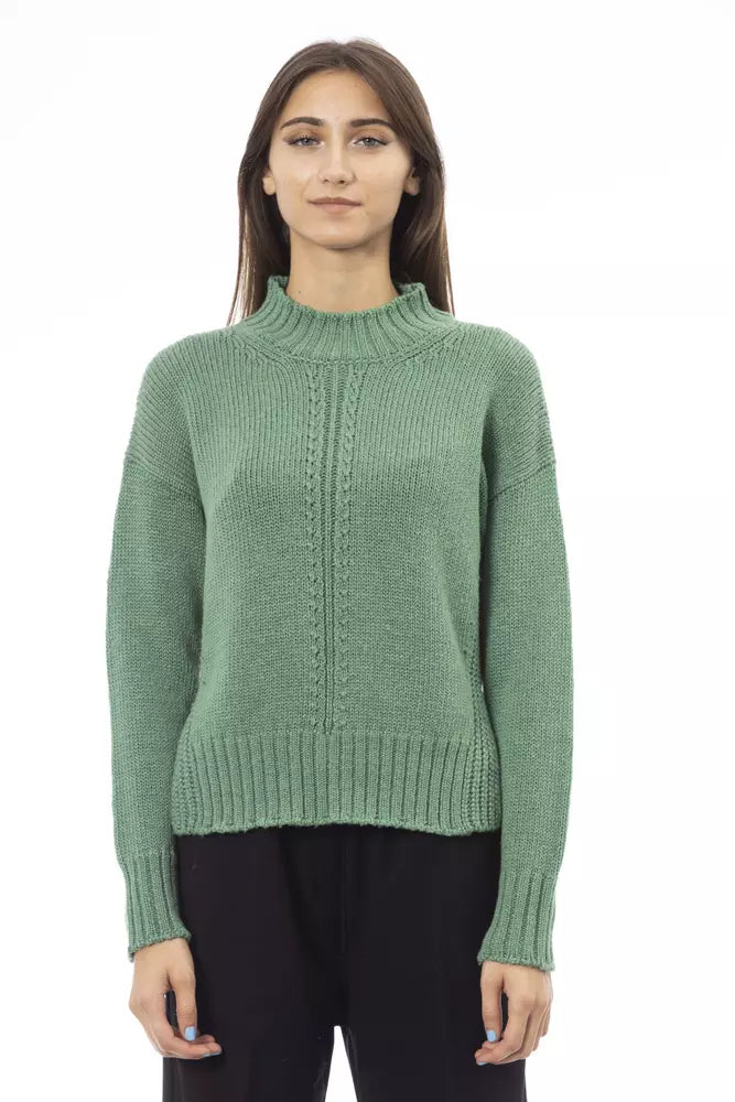 Grüner Wollpullover für Damen