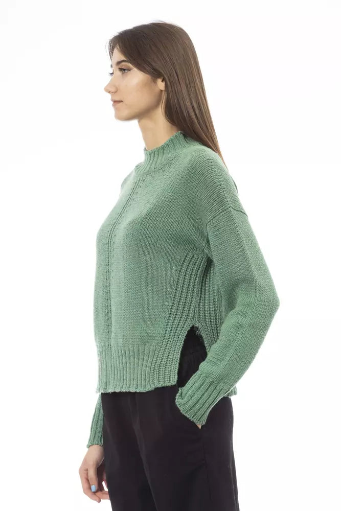 Grüner Wollpullover für Damen