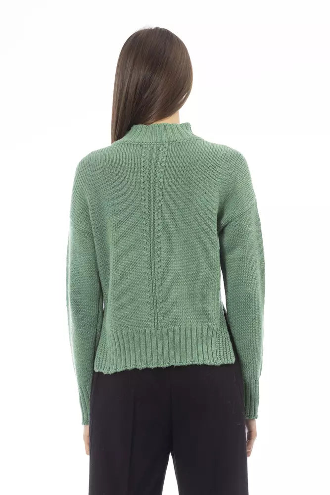 Grüner Wollpullover für Damen