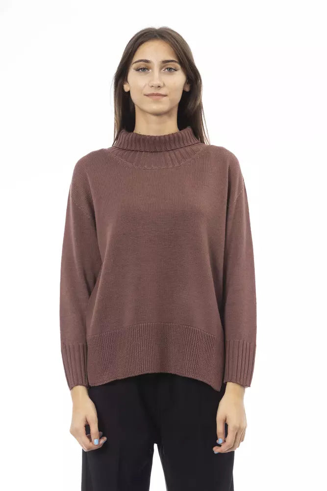 Brauner Pullover aus Merinowolle für Damen