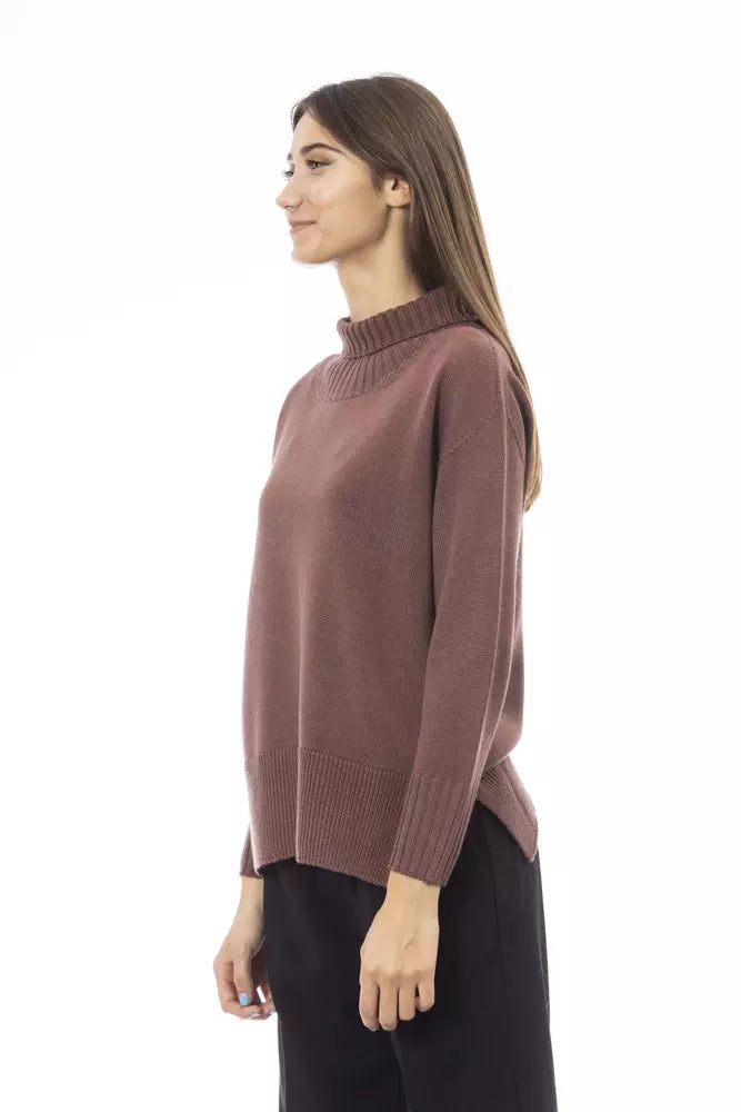 Brauner Pullover aus Merinowolle für Damen