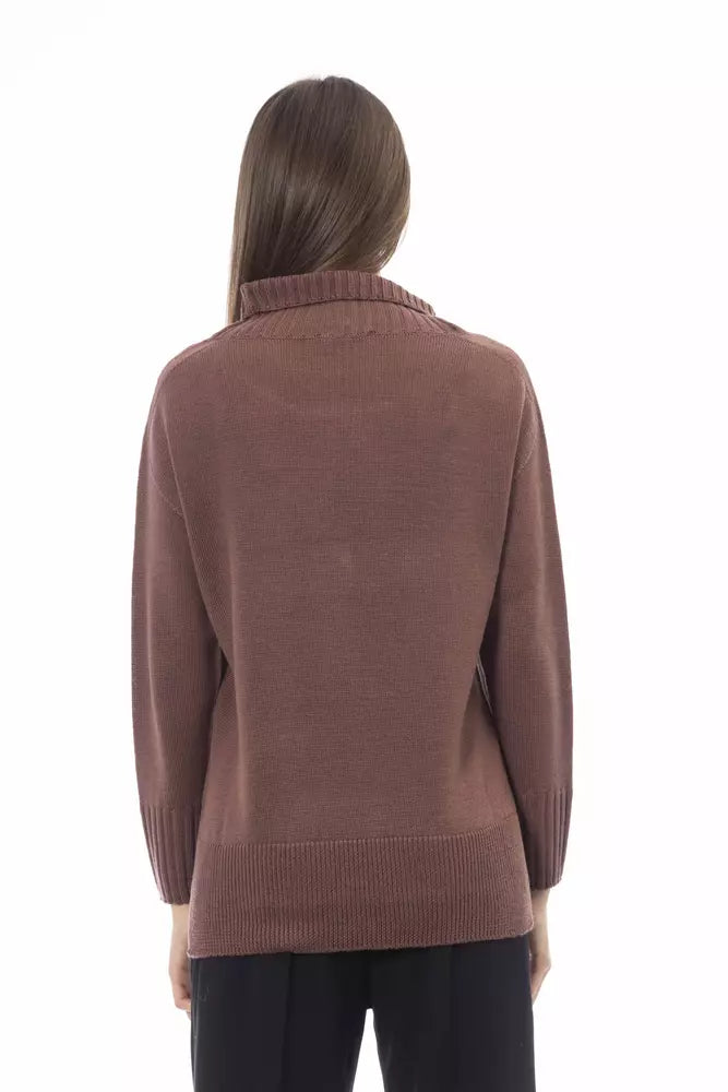 Brauner Pullover aus Merinowolle für Damen