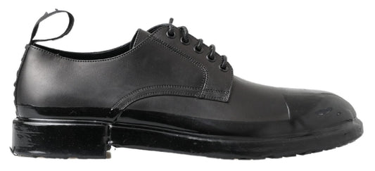 Edle Derby Schnürschuhe aus Leder in Schwarz