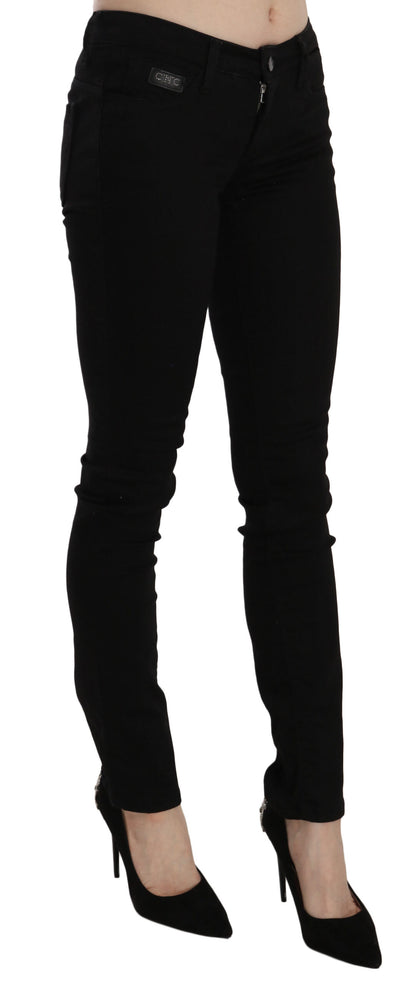 Elegante schwarze Slim Fit Jeans mit mittlerer Taille