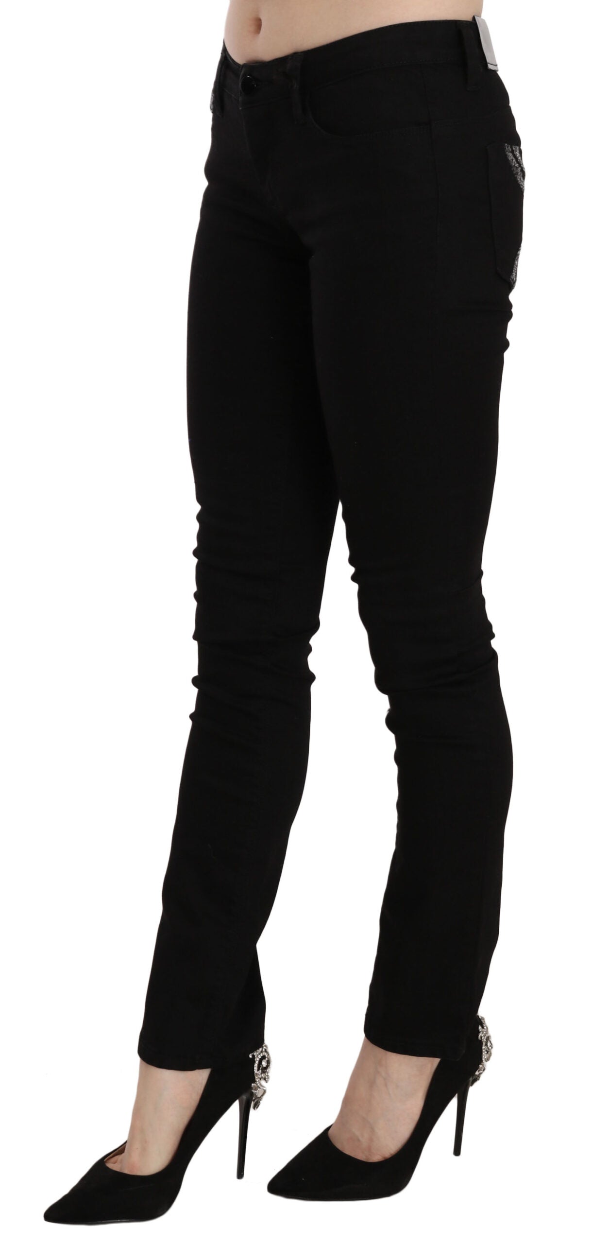 Elegante schwarze Slim Fit Jeans mit mittlerer Taille