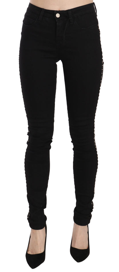 Schicker Skinny-Jeansstoff in Schwarz mit mittlerer Taille