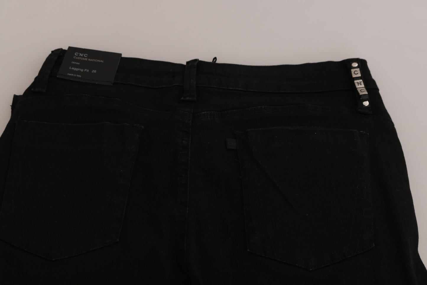 Schicker Skinny-Jeansstoff in Schwarz mit mittlerer Taille