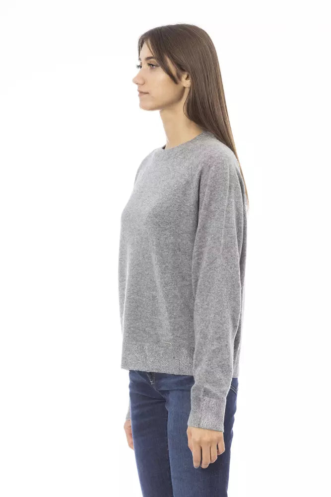 Grauer Wollpullover für Damen