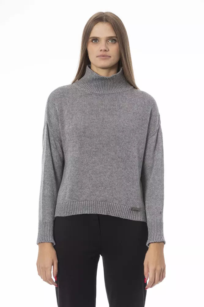 Grauer Viskose-Pullover für Damen