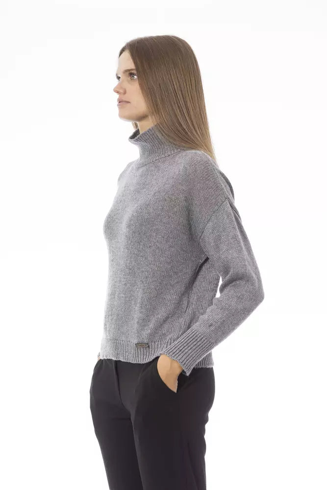 Grauer Viskose-Pullover für Damen