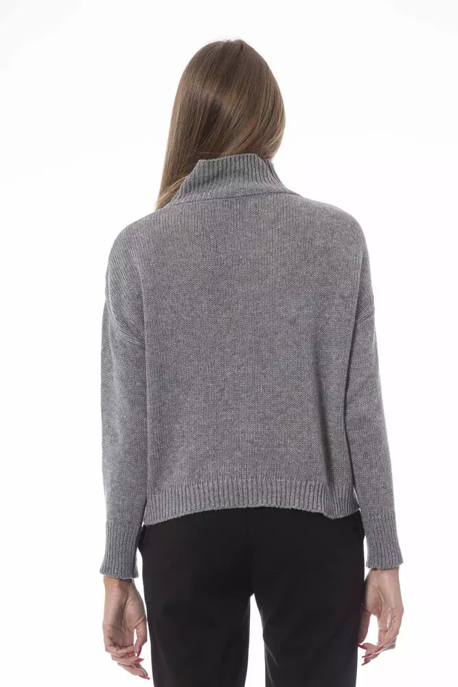 Grauer Viskose-Pullover für Damen