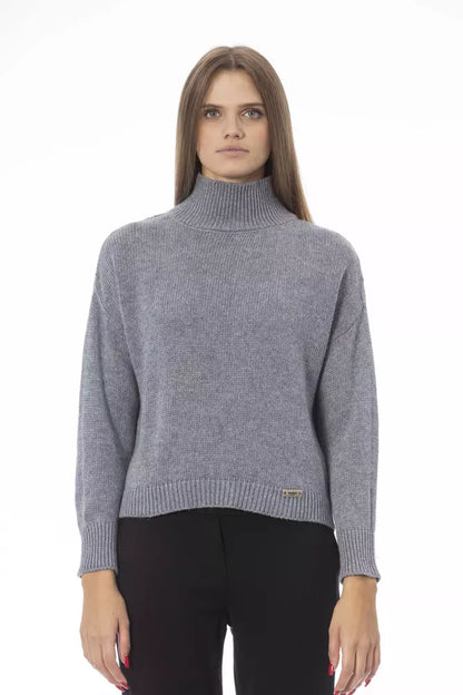 Grauer Wollpullover für Damen