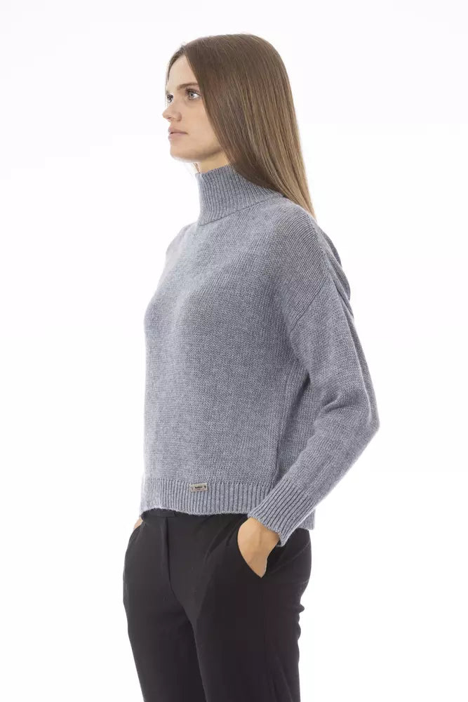 Grauer Wollpullover für Damen