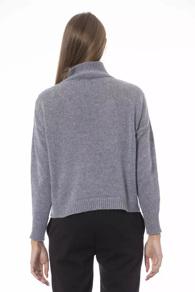 Grauer Wollpullover für Damen