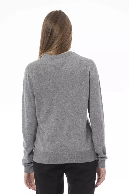 Grauer Wollpullover für Damen